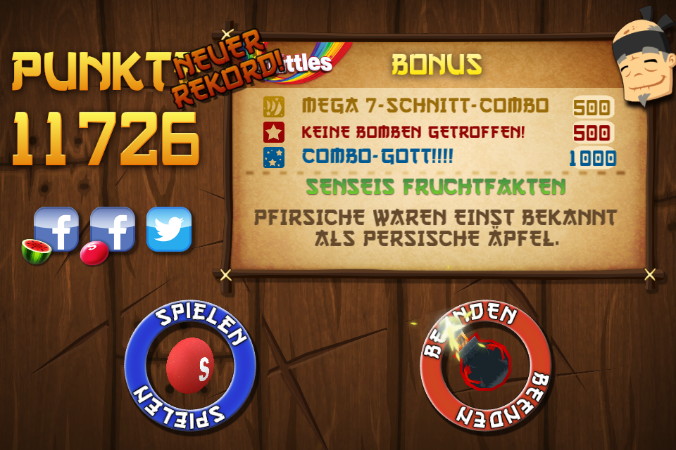Top Gratis Games fürs iPhone Testbericht Fruit Ninja vs. Skittles