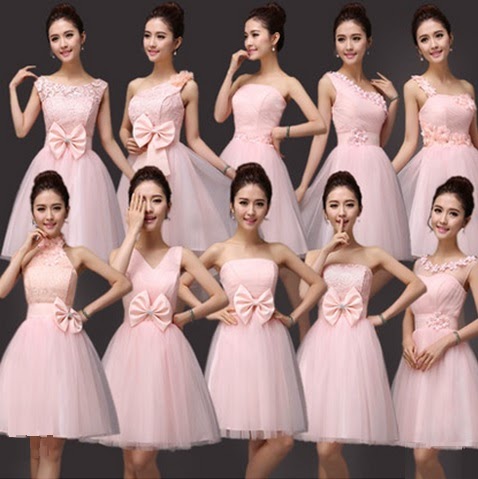 Ten Design Sweet Pink Tutu Lace Bridesmaids Dress