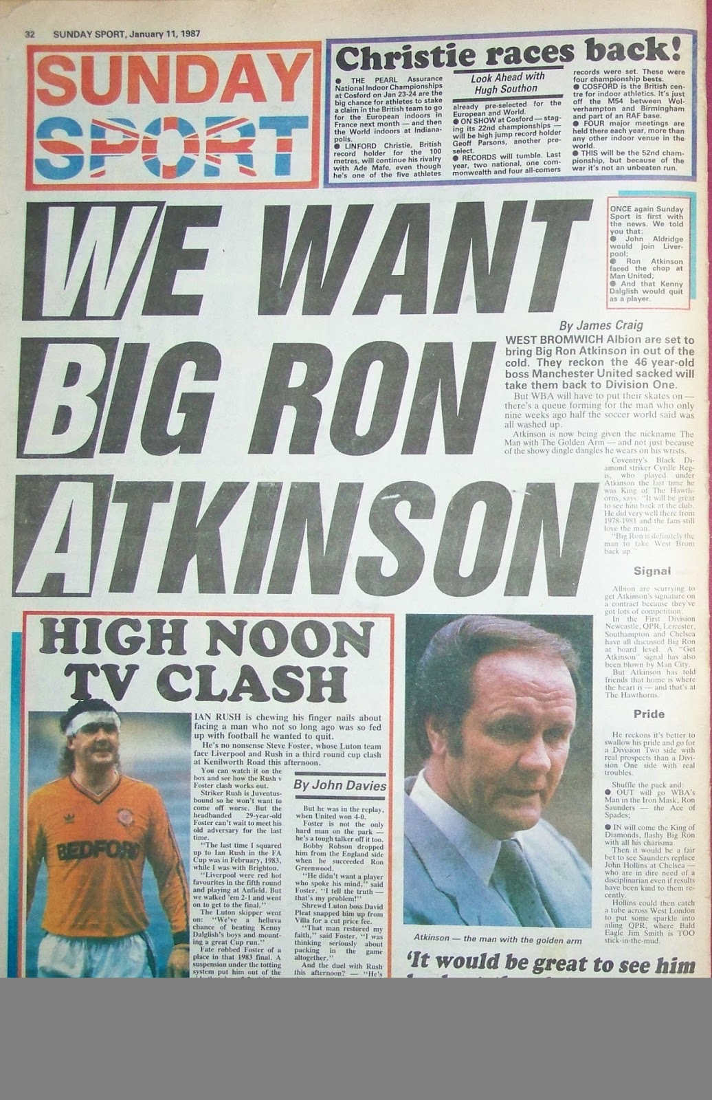 Sunday Sport Newspaper 11th January 1987
