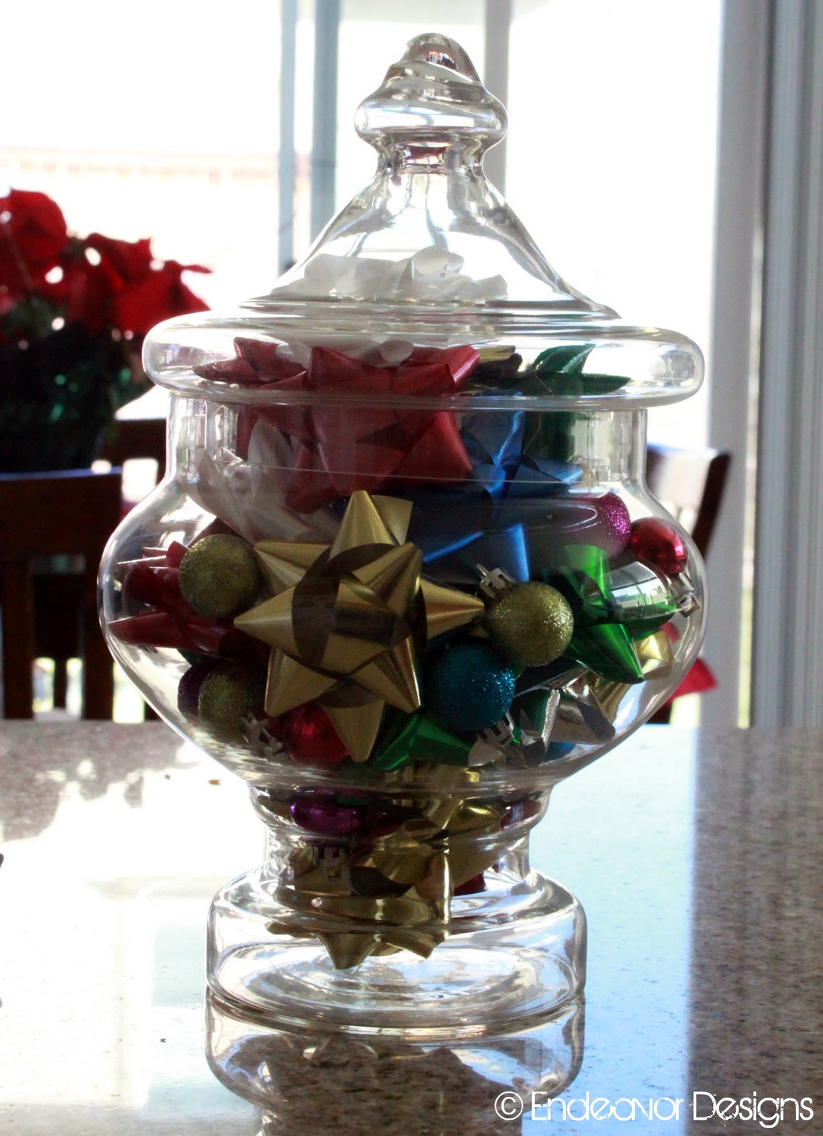 Endeavor Designs Apothecary jar centerpieces {Christmas}