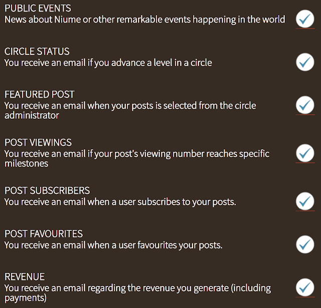 niume, email notifications list, unsubscribe, subscribe, collaborative blogging platform, writing site