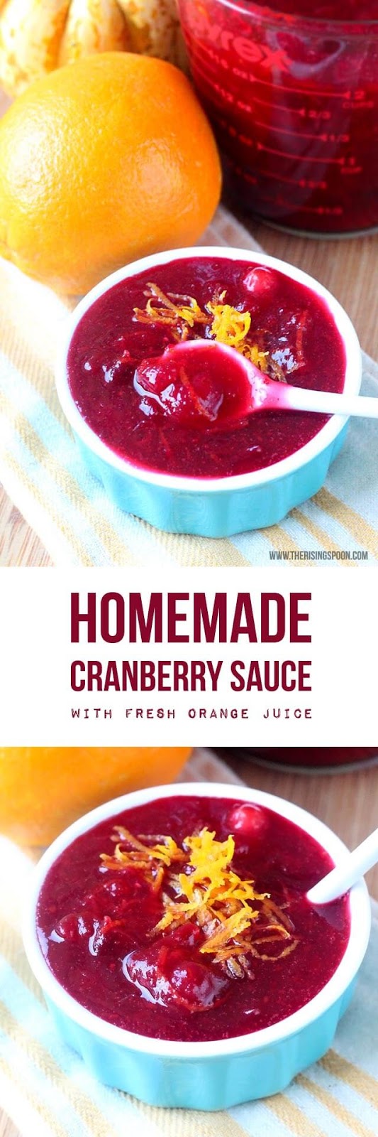 I love this easy homemade cranberry sauce recipe! It's so much better than the canned version, uses honey or sugar, and only takes about 25 minutes on the stovetop. Perfect for Thanksgiving or Christmas!