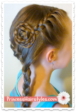 Side Swept French Braid Flower Hairstyle | Hairstyles For Girls - Princess  Hairstyles