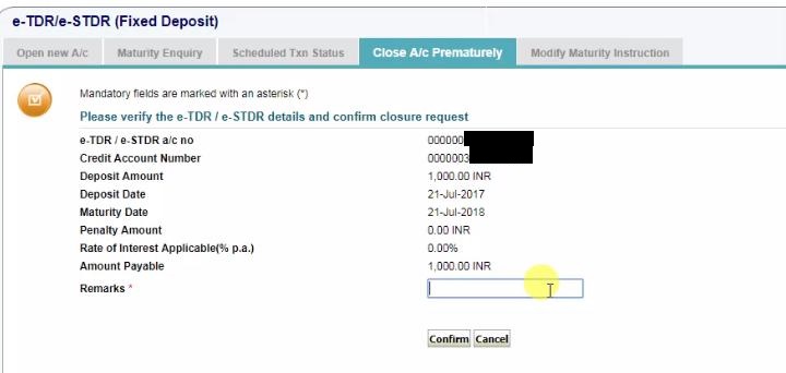 how to close fd in sbi online banking