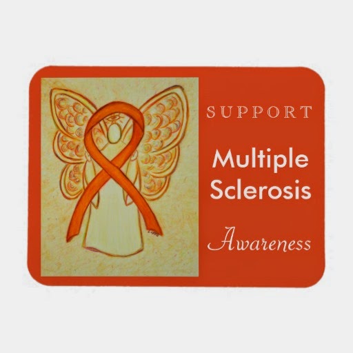 Multiple Sclerosis Awareness Orange Ribbon Angel Gifts Rectangle Kitchen Magnets