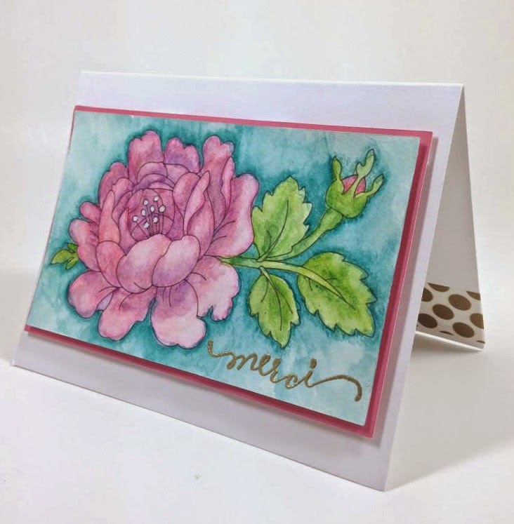 Cricut Rose Watercolor card sideview