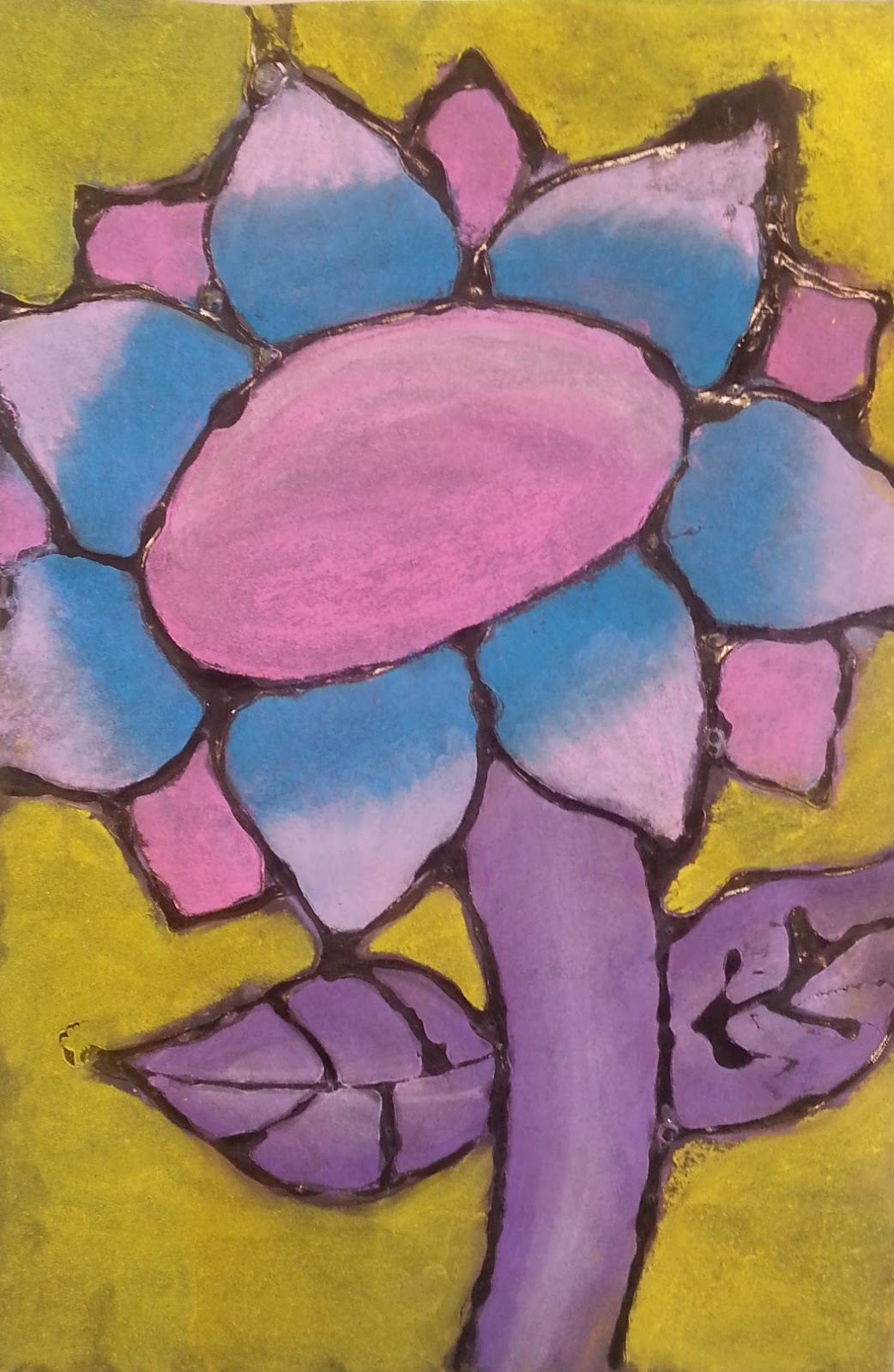 a faithful attempt Chalk Pastels and Glue Sunflowers