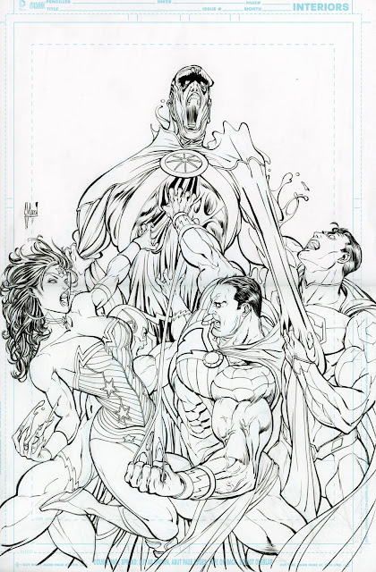 Making of a cover: JUSTICE LEAGUE OF AMERICA 8 variant by Guillem March