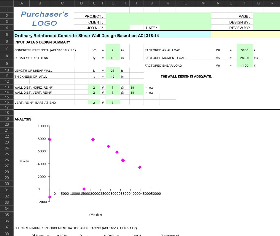 download the best Execl spreadsheet Ordinary Reinforced Concrete Shear
