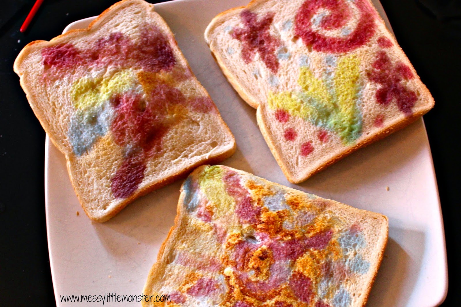 painted firework toast. fun painting technique for kids