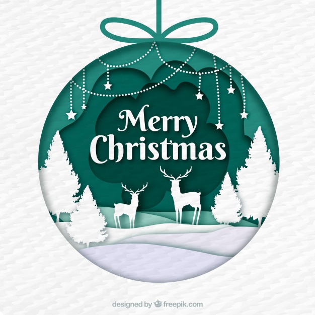 Christmas bauble decorated with a scene in paper style Free Vector