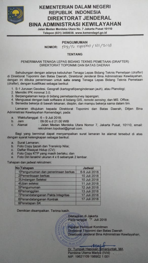 Lowongan Kerja Tenaga Lepas Kementerian Dalam Negeri Republik Indonesia Rekrutmen Lowongan Kerja Bulan November 2020