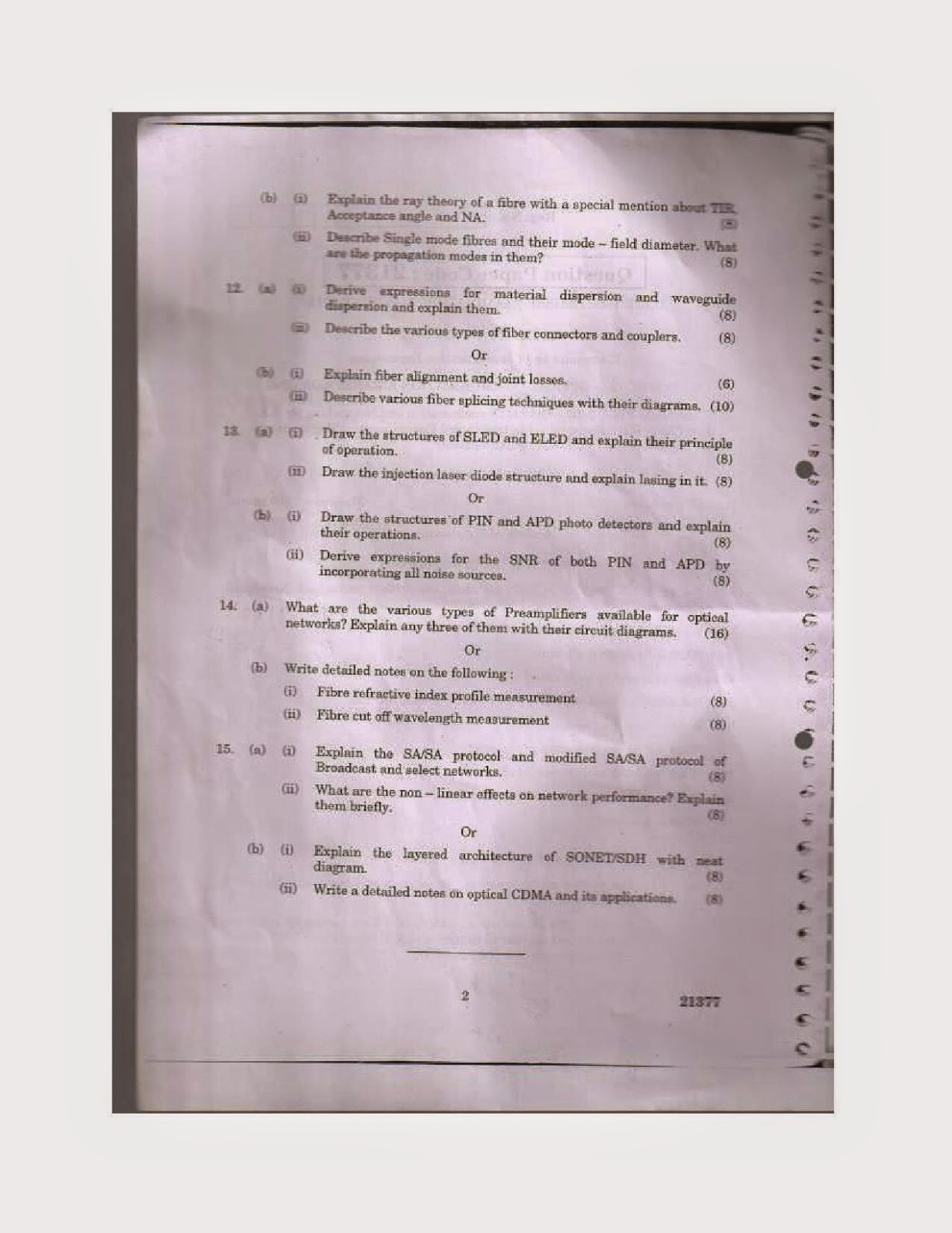 EC 2402, EC 72 Optical Communication and Networking Anna University