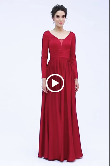 eDressit Red Long Sleeves Slit Evening Party Dress