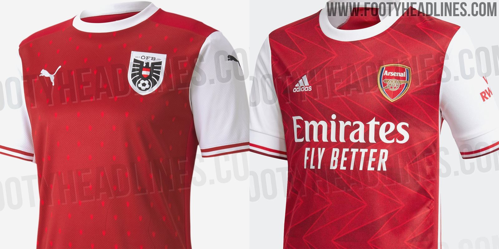 Escrutinio Cordero necesidad Odd Likeness: Adidas Arsenal 20-21 vs Puma Austria 2020 Home Kits - Footy  Headlines