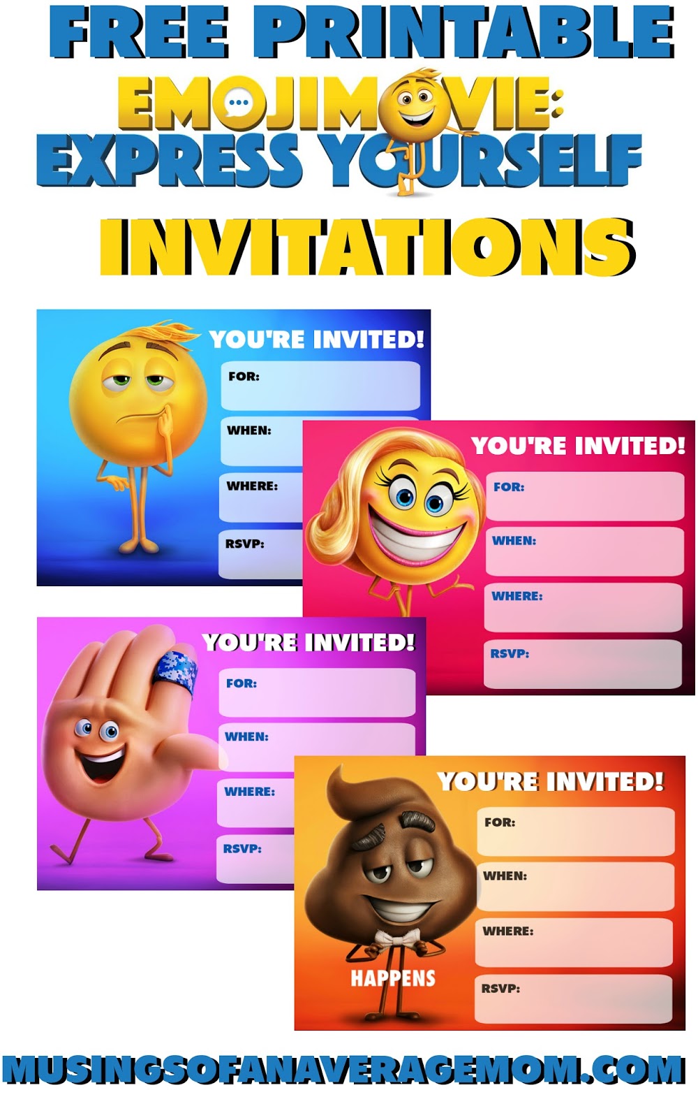 musings of an average mom emoji movie invitations emoji party invitations free