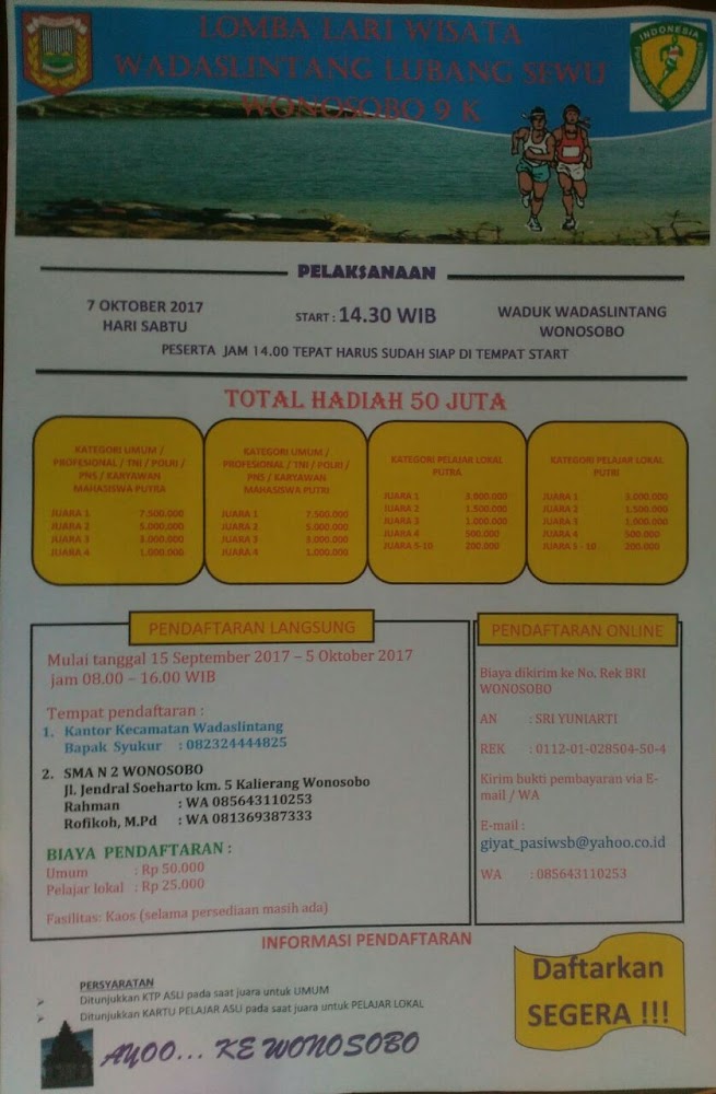 Lari Wisata Wadaslintang Wonosobo • 2017 Lari Wisata Wadaslintang Wonosobo • 2017