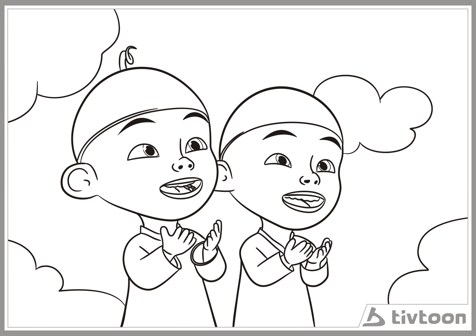 Gambar Mewarnai Upin Ipin