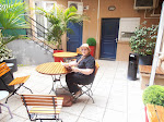 In the courtyard of our hotel in France