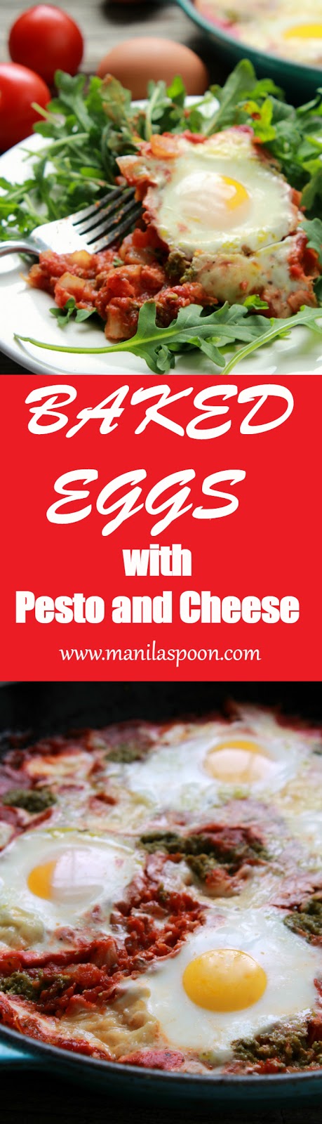 Delicious and easy baked eggs with pesto and cheese for those mornings when you fancy a hot and savory breakfast. Gluten-free and low-carb. Delicious and easy baked eggs with pesto and cheese for those mornings when you fancy a hot and savory breakfast. Gluten-free and low-carb.