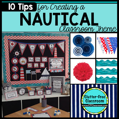 Are you planning a nautical themed classroom or thematic unit? This blog post provides great decoration tips and ideas for the best nautical theme yet! It has photos, ideas, supplies & printable classroom decor to will make set up easy and affordable. You can create a nautical theme on a budget!
