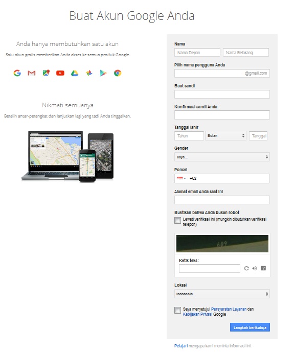 Daftar Gmail | Cara Buat Akun Gmail Indonesia Terbaru - Materi Belajar