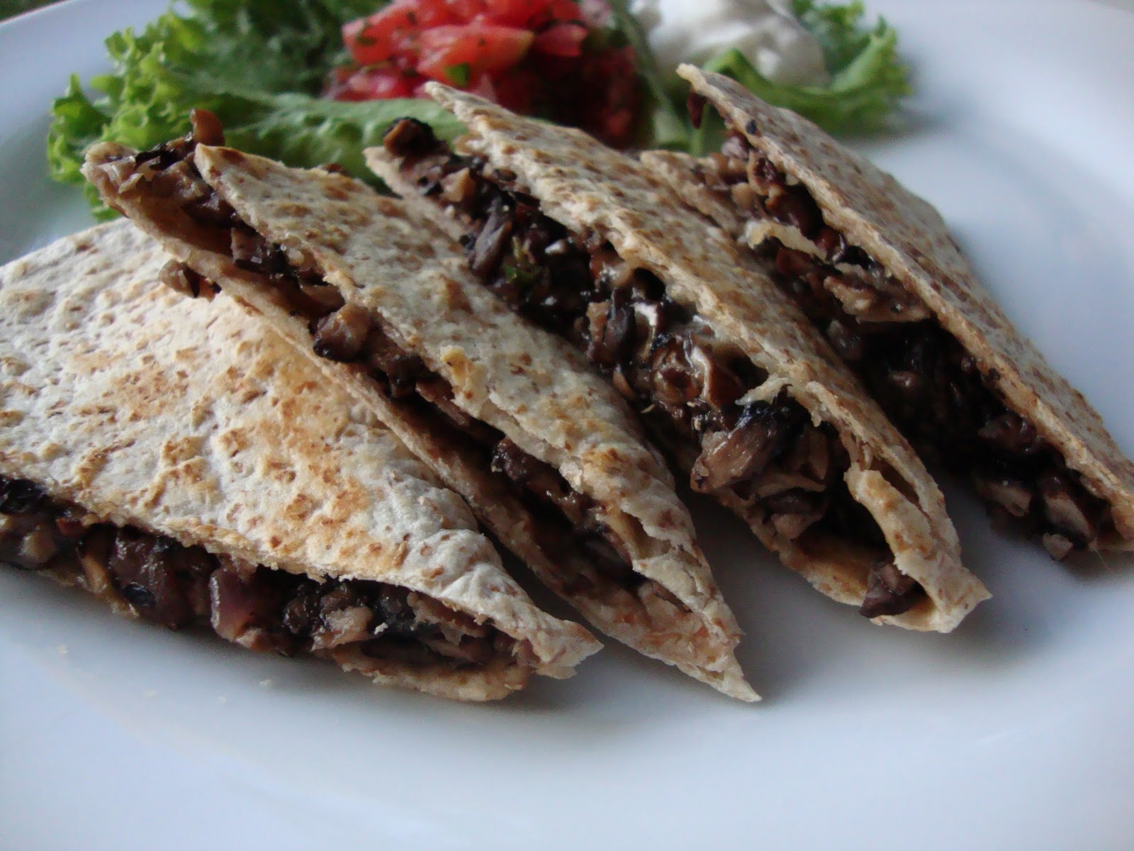 Me, Myself & Pie Portobello, Shiitake and Fontina Quesadillas