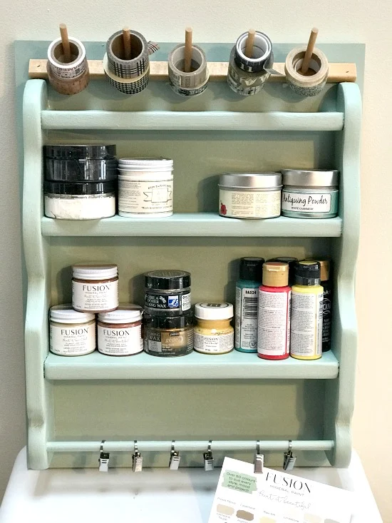 small shelf for craft supplies