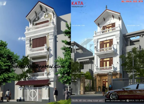 desain tampak depan rumah klasik 3 lantai
