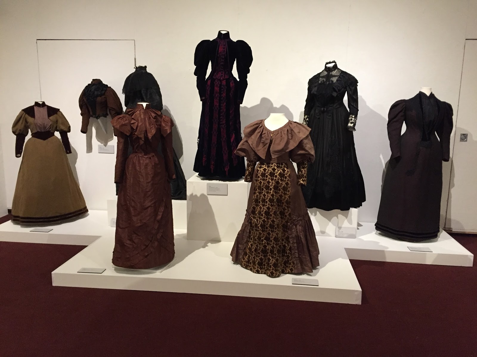 SilkDamask Embellishments in Victorian Fashion Exhibition, Saco Museum