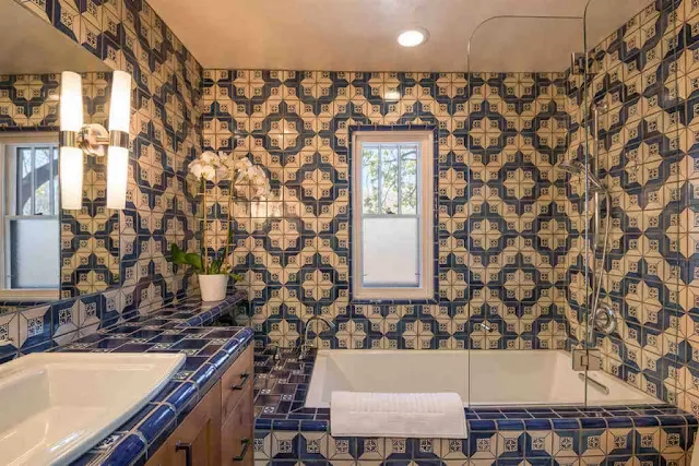 blue tile bathroom