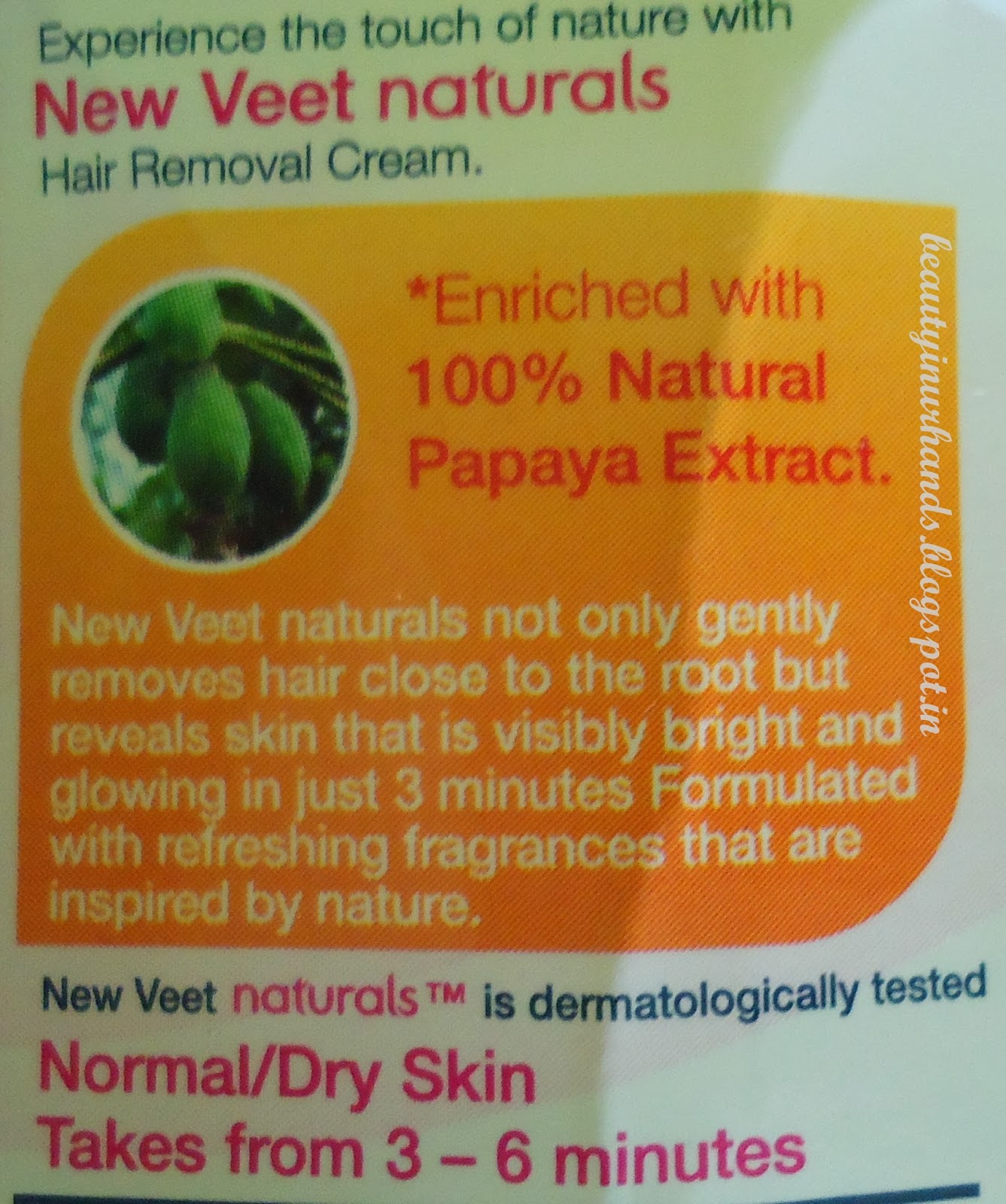 Beauty In Your Hands Veet Naturals Hair Removal Cream with Papaya