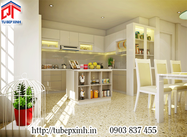 mẫu thiết kế bếp hiện đại và tinh tế tủ bếp chữ L có đảo bếp