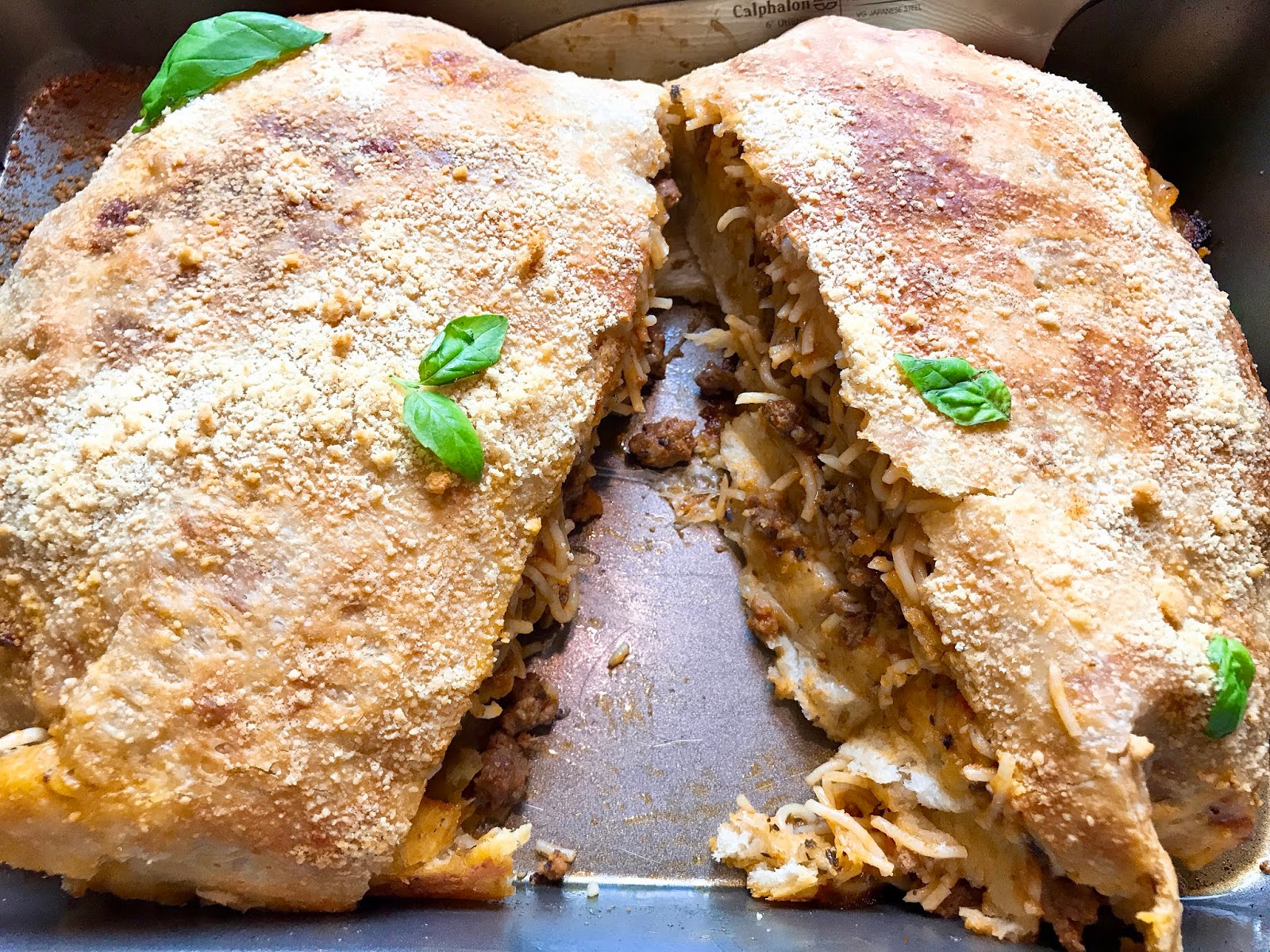 Spaghetti Bolognese Stuffed Pizza