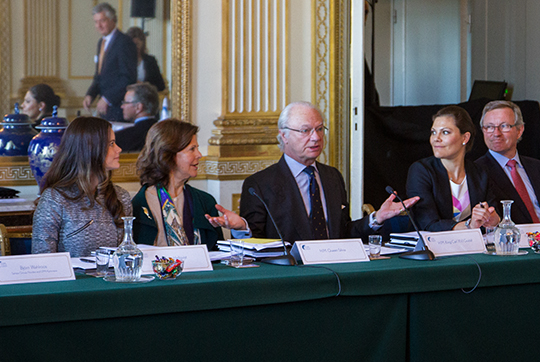 King Carl XVI Gustaf of Sweden and Queen Silvia of Sweden, Crown Princess Victoria of Sweden and Sofia Hellqvist attended the Global Child Forum partnerdag