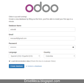 Creando la db de Odoo via web