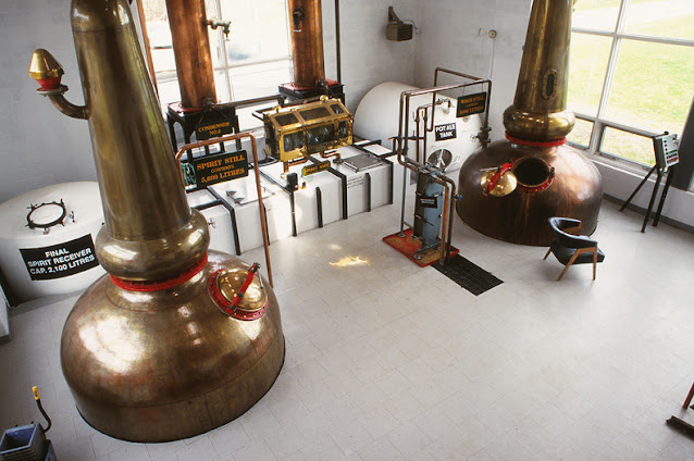 stills, spirit receiver, spirit safe in the Glenora Distillery on Cape Breton Island, Nova Scotia, Canada