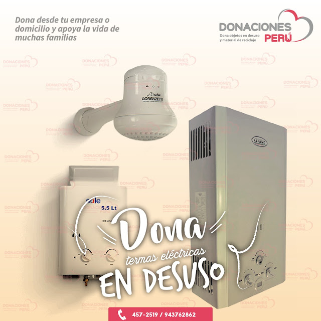 Dona termas eléctricas - Dona y Recicla - Recicla y Dona - Donaciones Perú