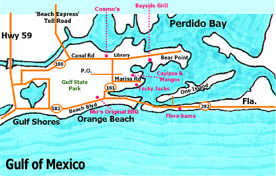 FISHY2ME August 2011 - Map Of Orange Beach Restaurants
