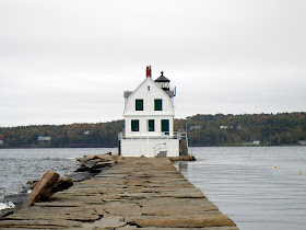 Walking on the 4,300 foot long breakwater to Breakwater Lighthouse in Rockwell, Maine Walking on the 4,300 foot long breakwater to Breakwater Lighthouse in Rockwell, Maine