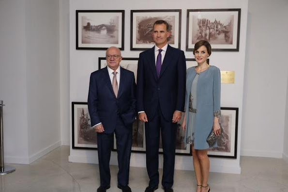 King Felipe of Spain and Queen Letizia of Spain are seen at the Miami-Dade College Presidential Medal presentation at the Freedom Tower 
