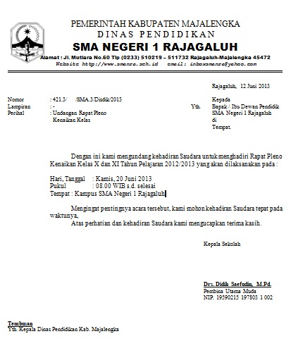 Contoh Surat Undangan Rapat Pleno Kenaikan Kelas Semua Surat