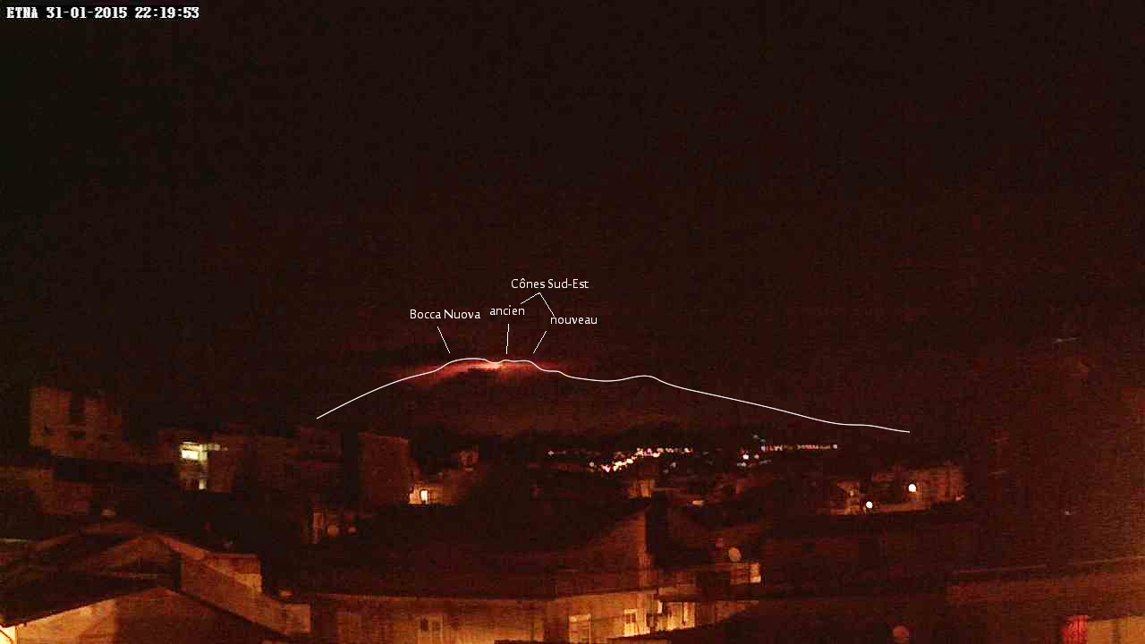 Eruption du volcan Etna depuis Paterno, 31 janvier 2015