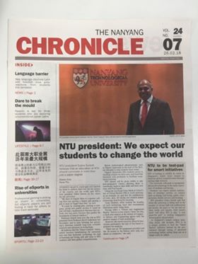 Frontpage of "Nanyang Chronicle" - Nanyang Technological University's student-run campus newspaper