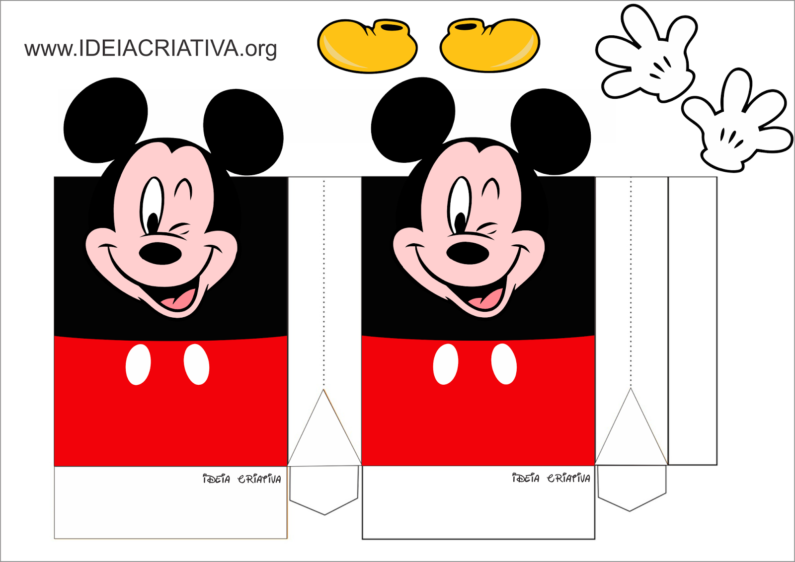 Lembrancinha Sacolinha Mickey para Imprimir Grátis