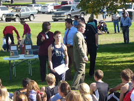 Rye receiving his award for being 1st in boys region