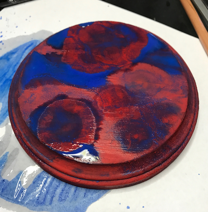 Krug's Studio Working With 91 Rubbing Alcohol & Acrylic Paints