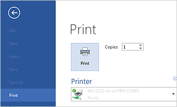 print a document in Microsoft Word 2013