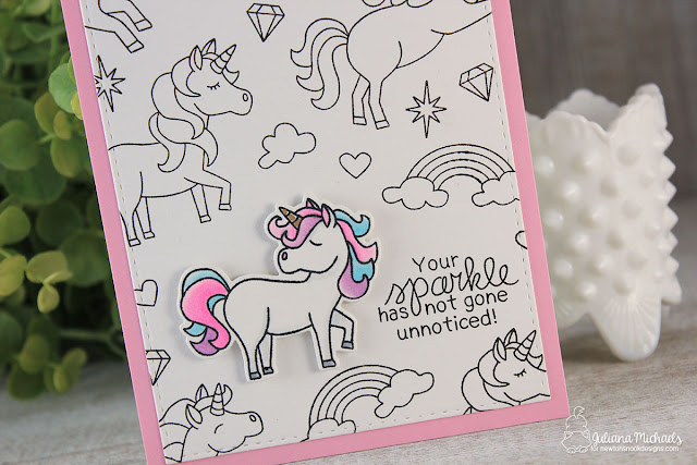 Black and White Background Stamping by Juliana Michaels featuring Newton's Nook Designs Believe in Unicorns Stamp Set