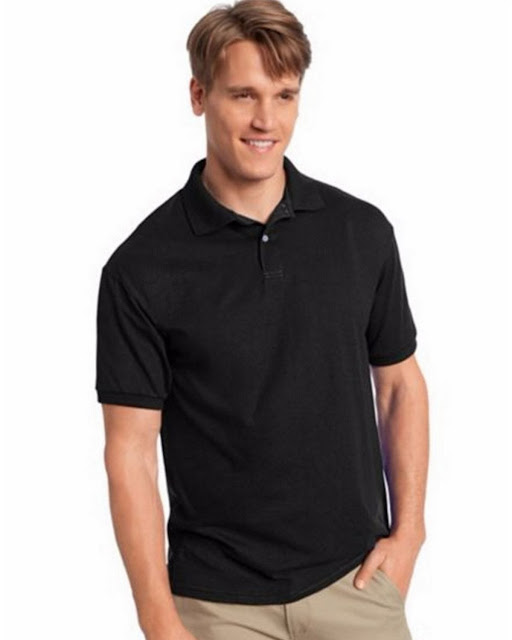 Hanes 054X Mens Comfortblend Jersey Polo -Black – M